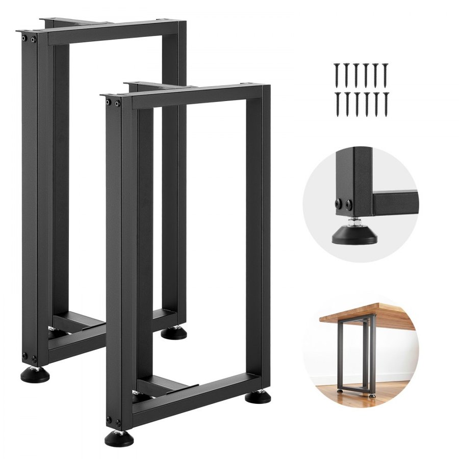 VEVOR Table Legs, 29.1" H x 17.7" W Square T Shape Steel Furniture Legs, Modular Design, Easy Assembly, 2204 lbs Max Load Heavy Duty, for Home Office Desk, Dinner Table, Workbenches, Set of 2, Black