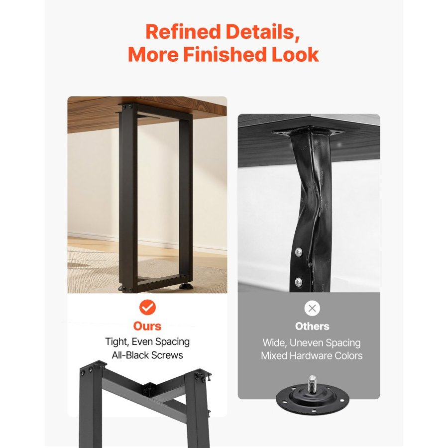 VEVOR Table Legs, 29.1" H x 17.7" W Square T Shape Steel Furniture Legs, Modular Design, Easy Assembly, 2204 lbs Max Load Heavy Duty, for Home Office Desk, Dinner Table, Workbenches, Set of 2, Black