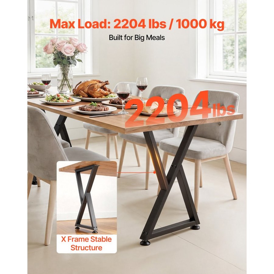VEVOR Modular Table Legs – Z-Shape Steel, 740x472 mm, 2 PCS