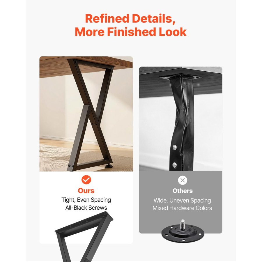 VEVOR Modular Table Legs – Z-Shape Steel, 740x472 mm, 2 PCS