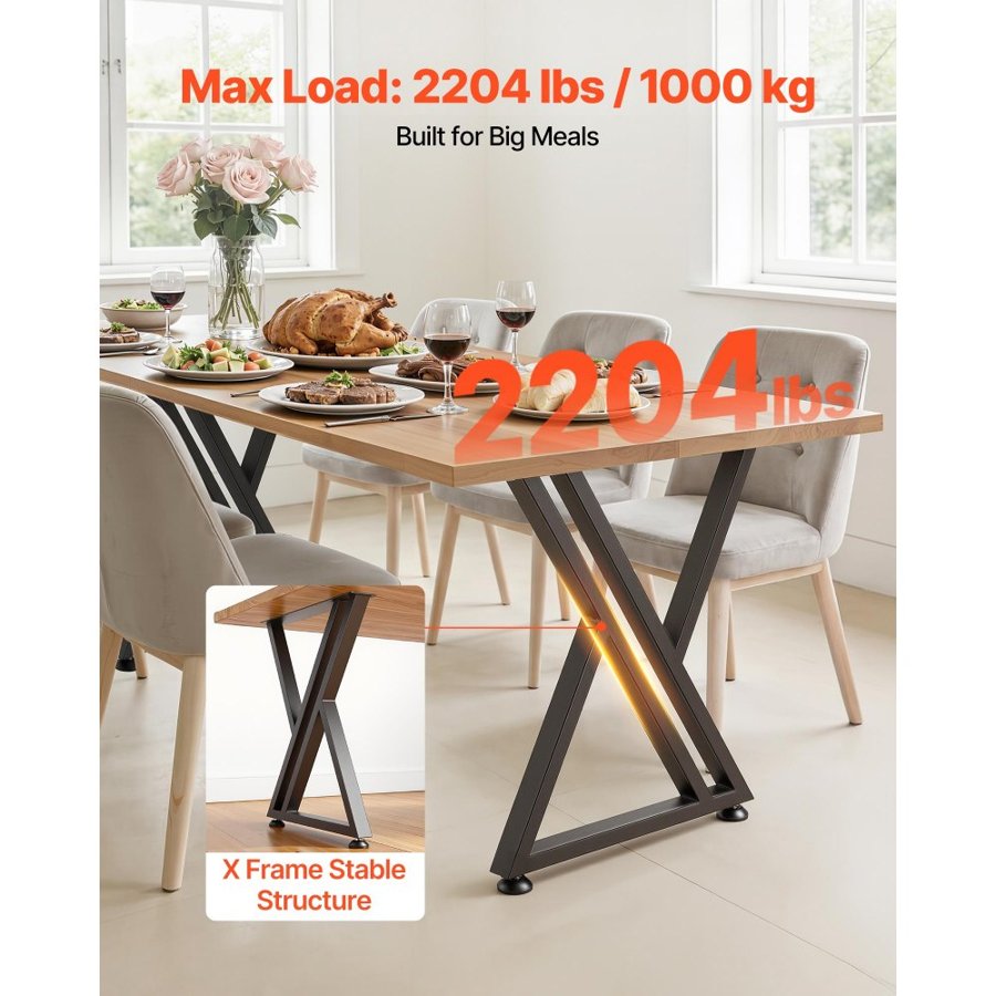VEVOR Steel Table Legs – 29.1" × 24", 2204 lbs, Set of 2