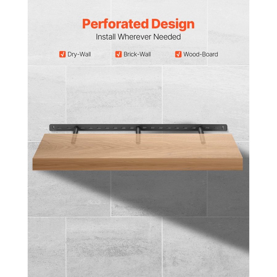 VEVOR Floating Shelf Bracket 1 Pack, 190 lbs/86 kg Weight Capacity, 34x6.2x1.5 inch / 863.6x157.4x38.1 mm, Heavy Duty Hidden Shelf Brackets Support, Wall Mounting Invisible Floating Shelves Bracket