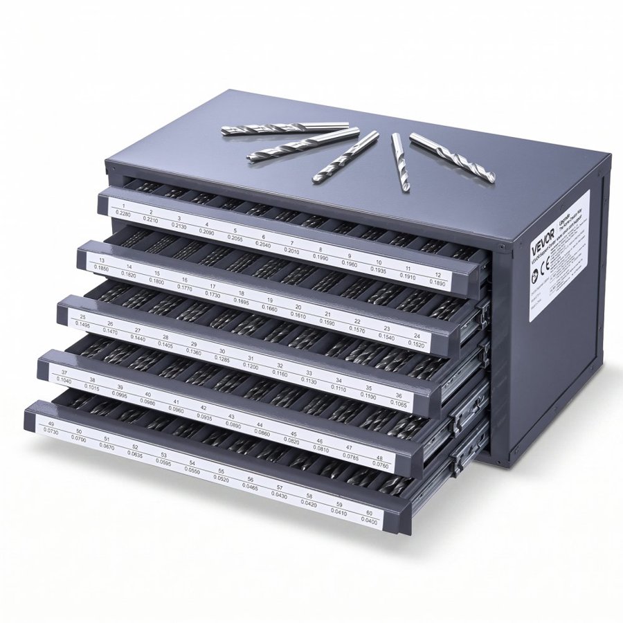 VEVOR Drill Bit Dispenser Cabinet, Five-Drawer Drill Bit Organizer Cabinet for #1 to #60 Steel Drill Dispenser Organizer Cabinet with Labels, Stackable Drill Dispenser for Drill Bit Storage