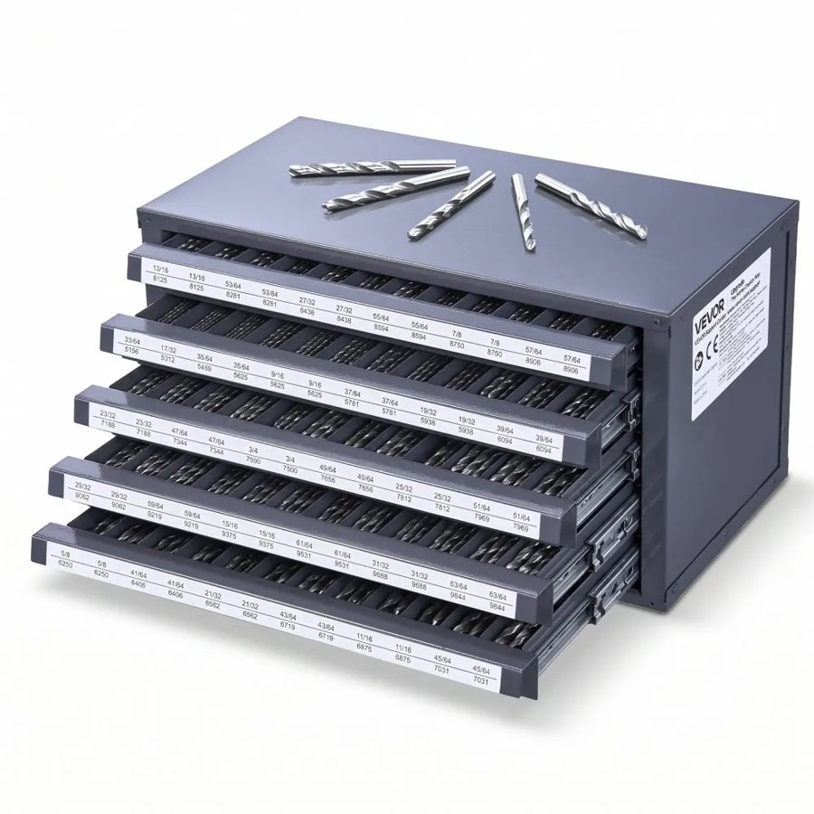 VEVOR Drill Bit Dispenser Cabinet, Five-Drawer Drill Bit Organizer Cabinet for 13.1 mm to 25.4 mm Steel Drill Dispenser Organizer Cabinet with Labels, Stackable Drill Dispenser for Drill Bit Storage