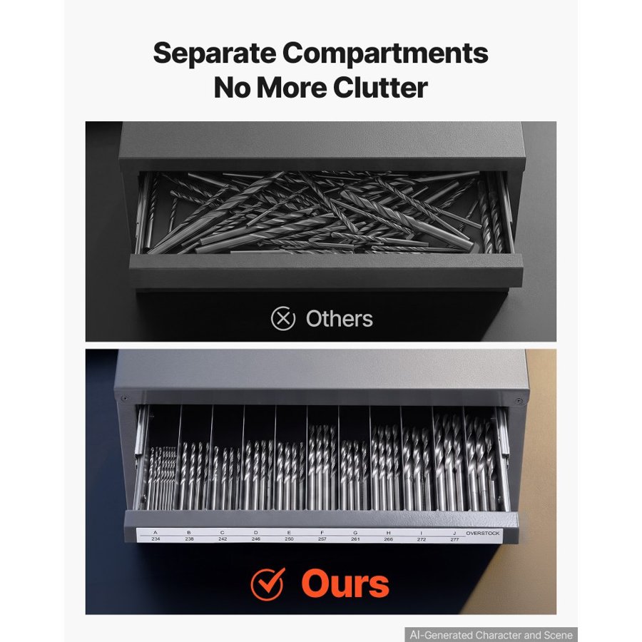 VEVOR Drill Bit Dispenser Cabinet, Three-Drawer Drill Bit Organizer Cabinet for A to Z, Steel Drill Dispenser Organizer Cabinet with Labels, Stackable Drill Dispenser for Drill Bit Storage