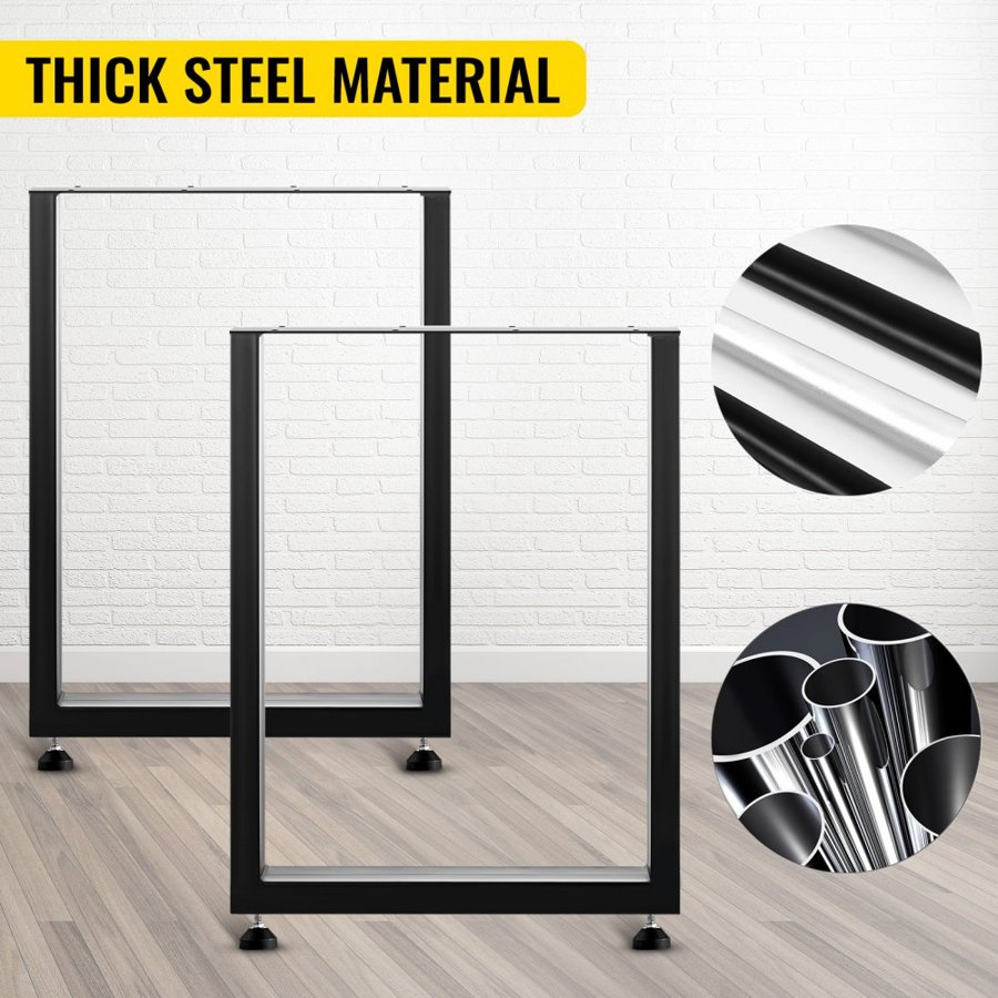 VEVOR Black Metal Table Legs Set of 2 Steel Table Legs 28x23 Inch Dining Table Legs Office Table Legs Computer Desk Legs Steel Bench Legs Country Style Table Legs DIY Furniture Legs