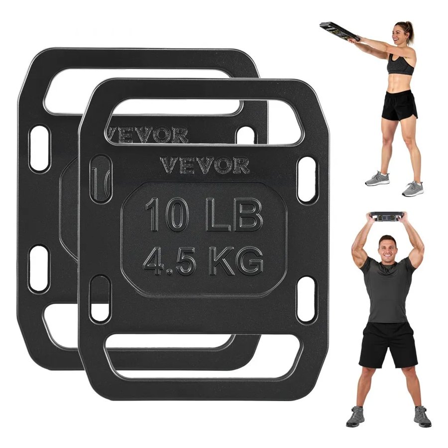 VEVOR Cast Iron Ruck Weights for Backpack, 4.5 kg Pair Ruck Plate, Weight Plate with Smooth Handle, Textured Finish for Rucking, Hiking, Swings, Strength Training, Weightlifting, Fitness Workout