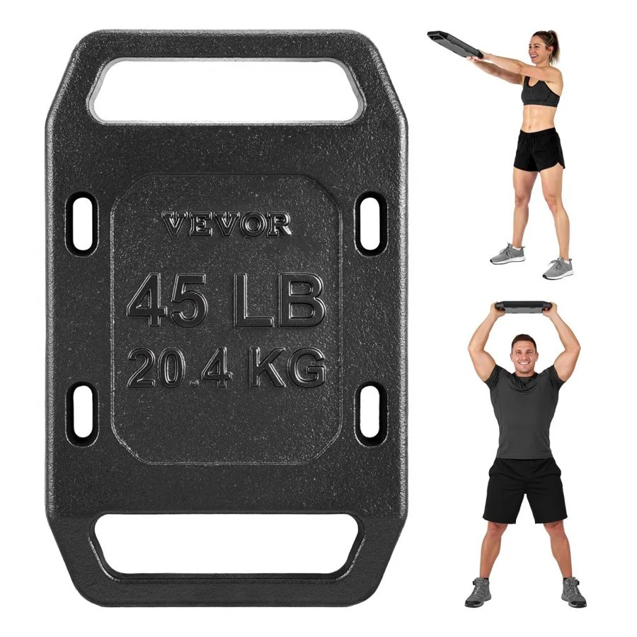 VEVOR Cast Iron Ruck Weights for Backpack, 20.4 kg Single Ruck Plate, Weight Plate with Smooth Handle, Textured Finish for Rucking, Hiking, Swings, Strength Training, Weightlifting, Fitness Workout