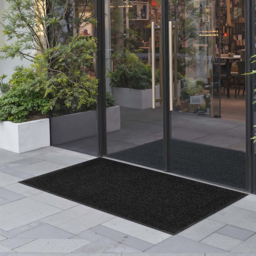 VEVOR Front Door Mat, 1524 x 914 mm Commercial Floor Mat for Indoor and Outdoor, Stylish Stripedd Industrial Carpet with PVC Backing, Heavy Duty Washable Entry Rug for Hallway, Balcony, Garage, Grey