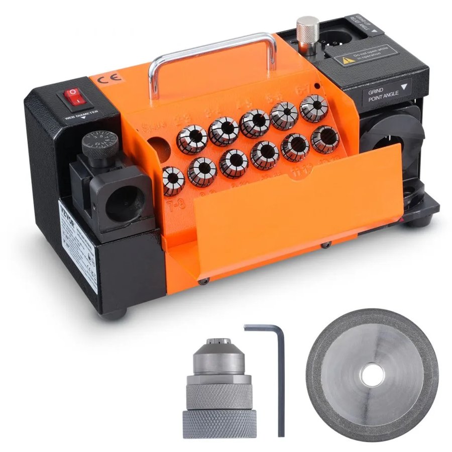 VEVOR Drill Bits Sharpener, MR-13A Drill Bits Grinder Sharpener 3-13mm, 95° to 135° Point Angle Adjustable Drill Bit Re-Sharpener, Portable Sharpening Machine with 11 Collets, CBN & SDC Wheel