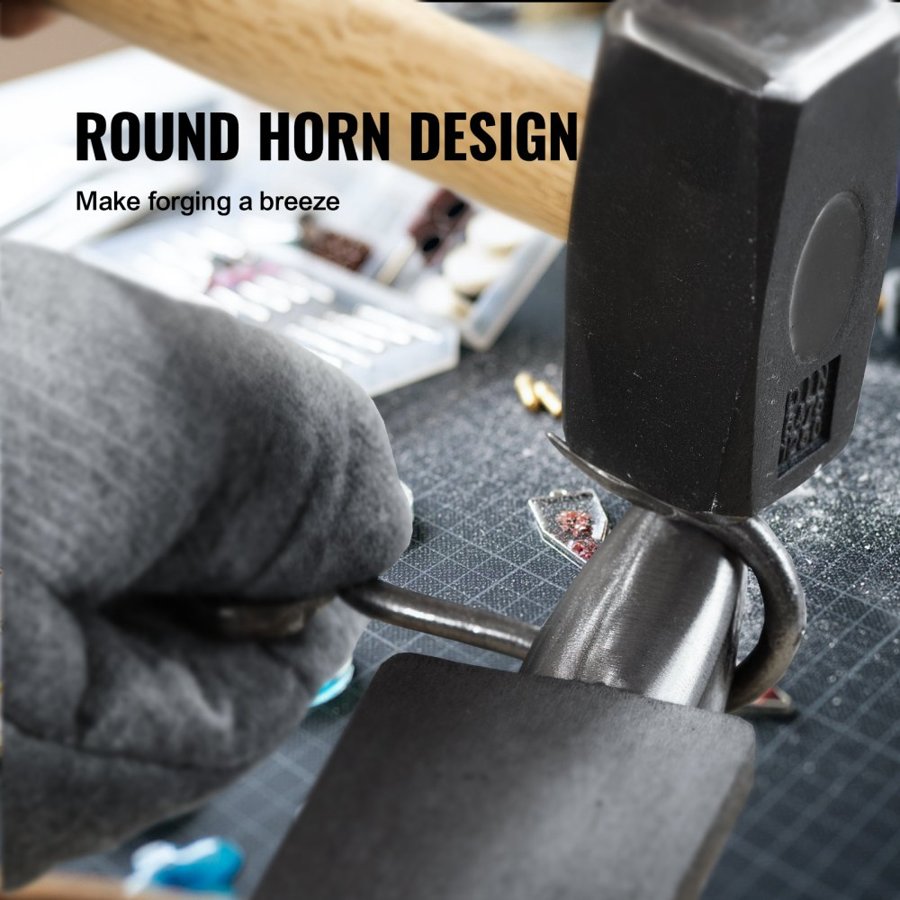 VEVOR Single Horn Anvil, 4 kg Cast Steel Anvil, High Hardness Rugged Round Horn Anvil Blacksmith, Compact Design and Stable Base, Forge Tools and Equipment, Metalsmith Tool for Bending and Shaping
