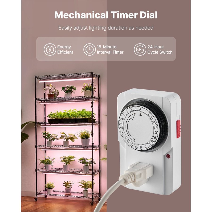 VEVOR Plant Shelf with Grow Light, 6-Tier Indoor Plant Stand, 180cm Tall Indoor Plants Display Rack with Wheels & Timer, 150W 3800K Full Spectrum Grow Lights, Metal Flower Pot Holder for Seed Starting