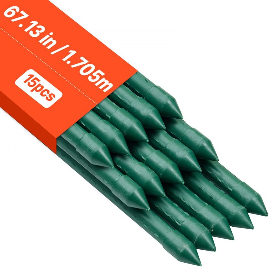 VEVOR Plastic Coated Steel Garden Stakes – 15 Pack, 1705mm