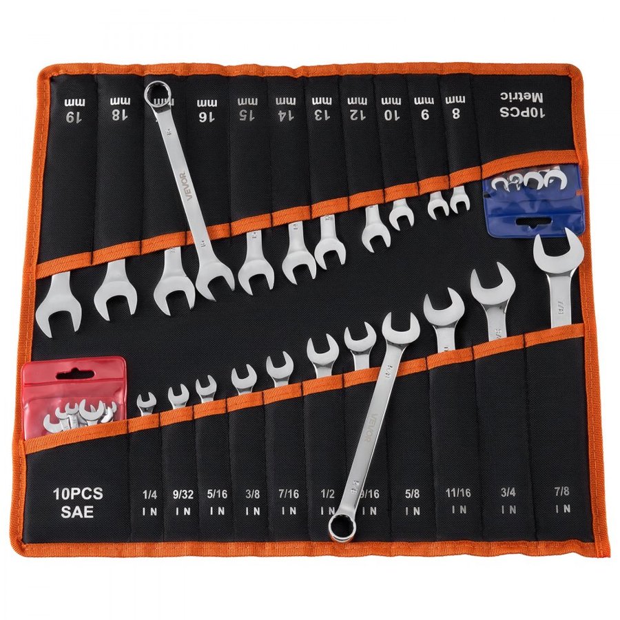 VEVOR Standard Combination Wrench Set – 42PC, 12PT, 15°, SAE