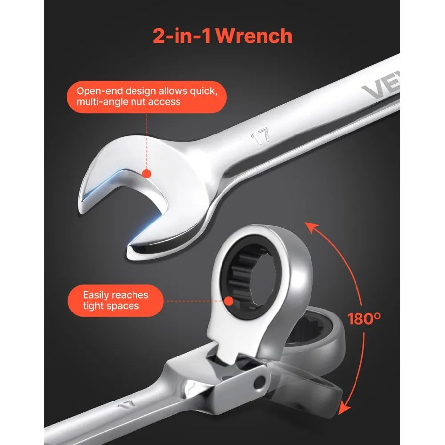 VEVOR Flex Head Combination Wrench Set – 30pc, 16.22 lbs