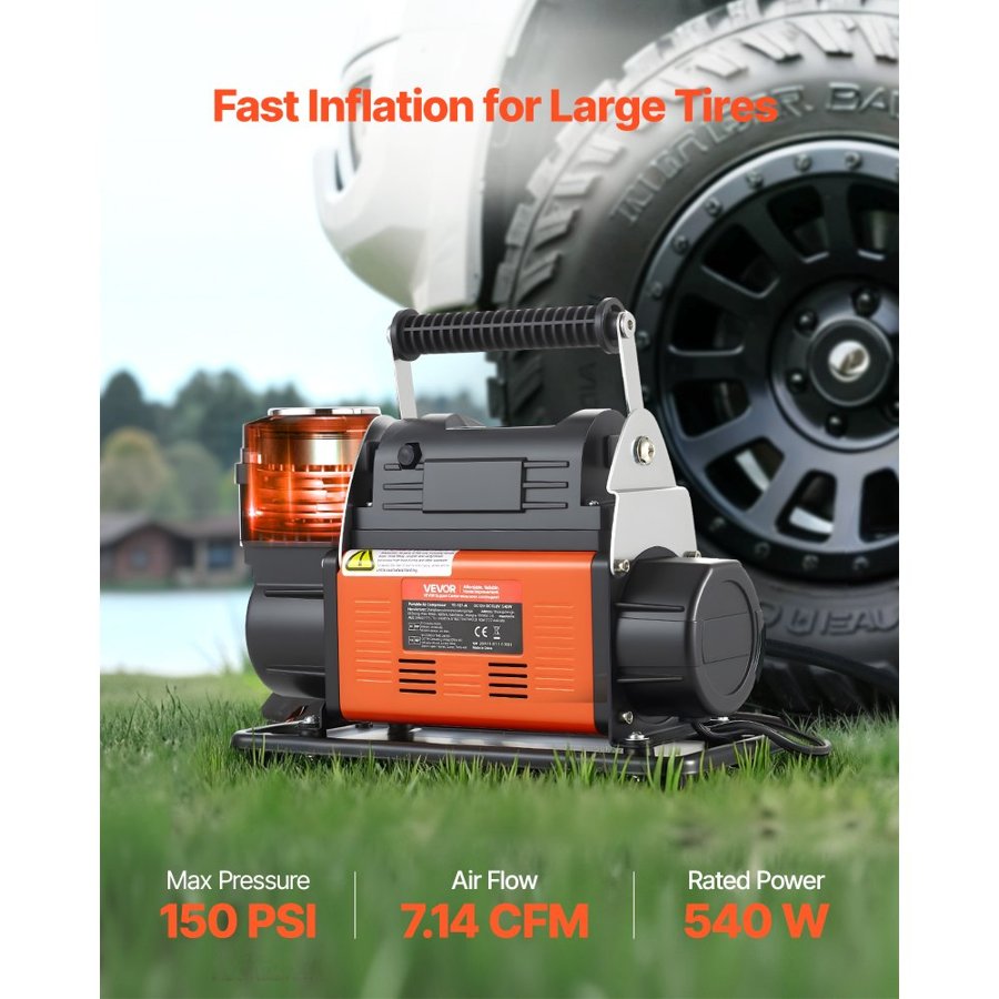 VEVOR Heavy Duty 12V Air Compressor – 202L/Min, 150PSI