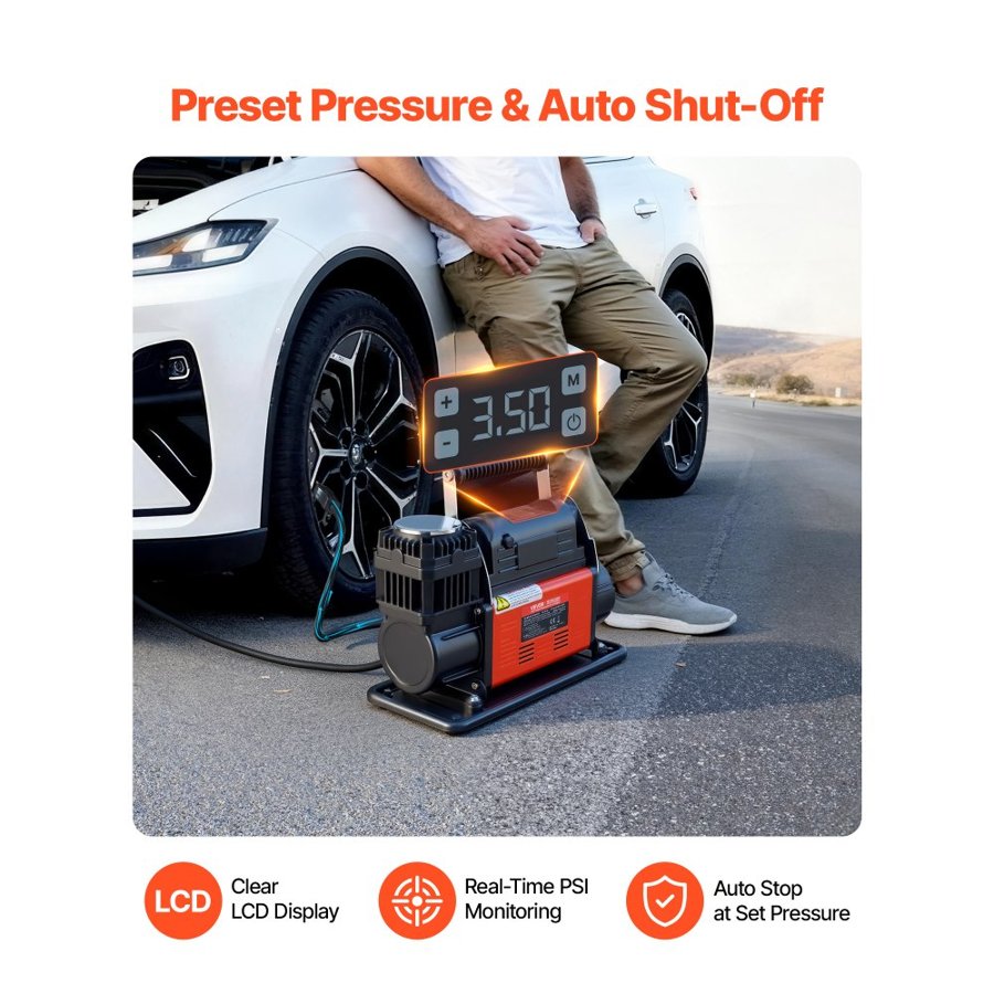 VEVOR Heavy Duty 12V Air Compressor – 202L/Min, 150PSI