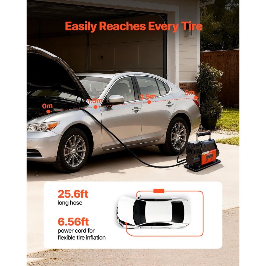 VEVOR Heavy Duty 12V Air Compressor – 202L/Min, 150PSI