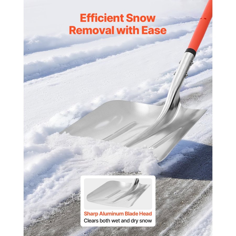VEVOR Aluminum Snow Shovel – 14 Inch Wide, 3.68 LBS, D Grip