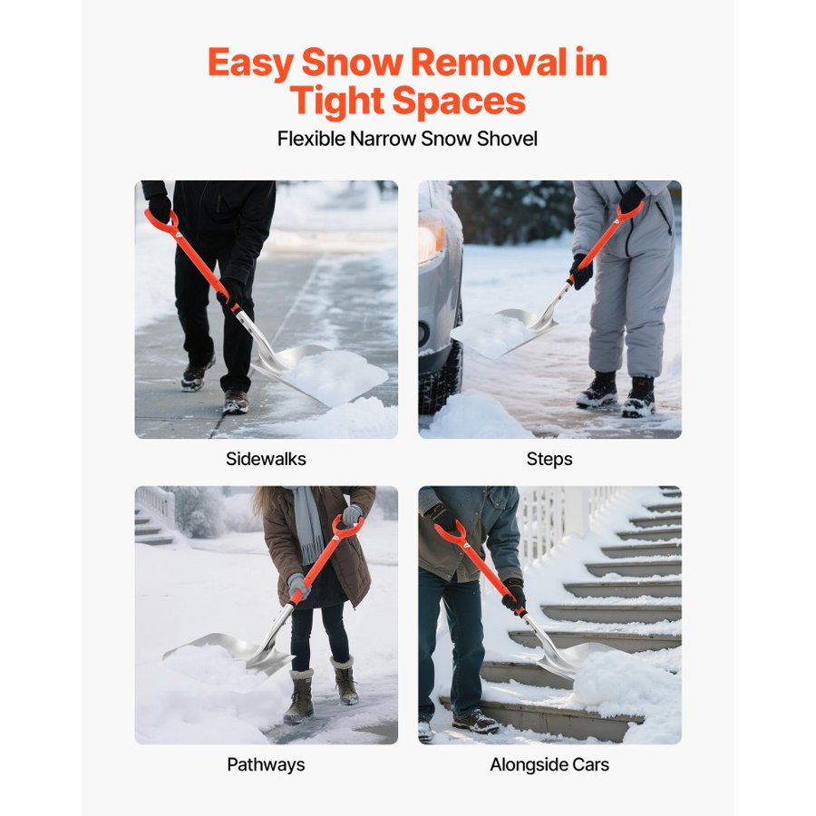 VEVOR Aluminum Snow Shovel – 14 Inch Wide, 3.68 LBS, D Grip