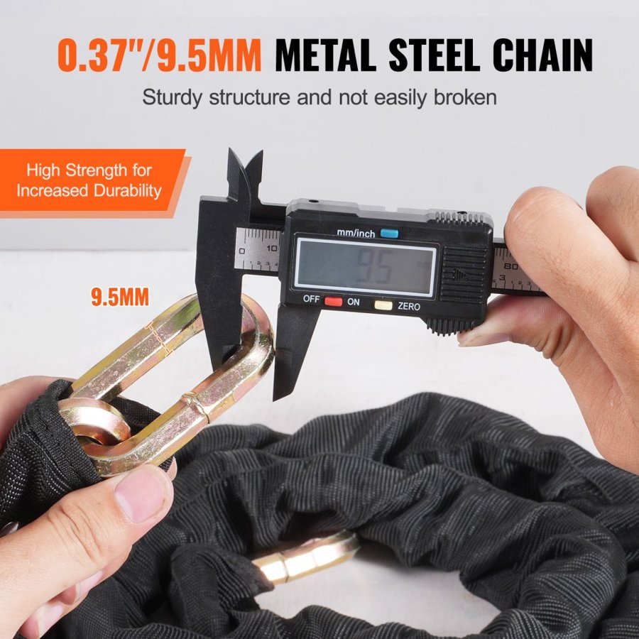 VEVOR Heavy Duty Bicycle Chain Lock – 5.91 Ft, 9.5 mm Steel