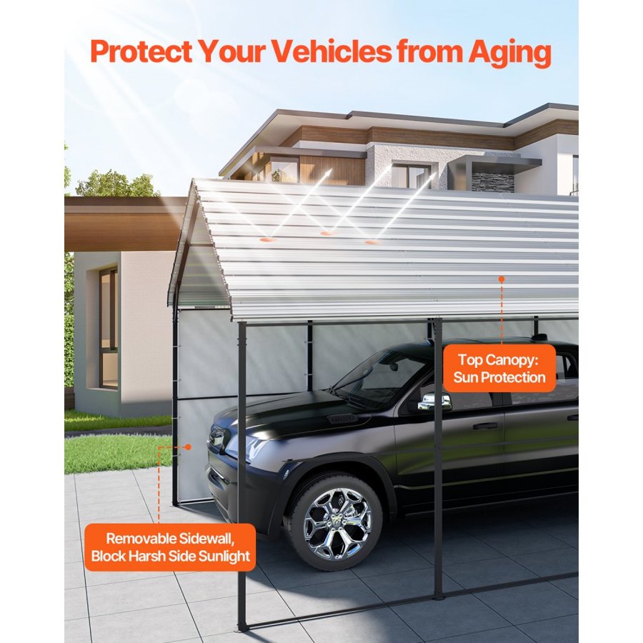 VEVOR 12x20 Metal Carport – 35lb/ft² Capacity, 2" Steel Pipe