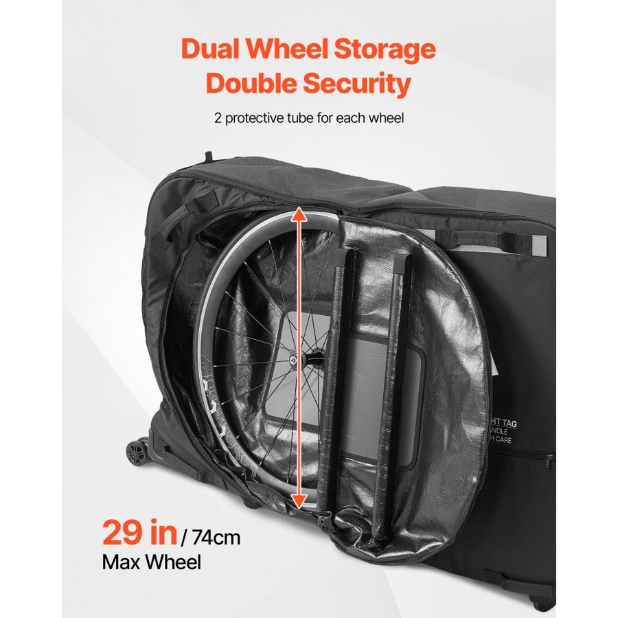 VEVOR Bike Travel Bag, Transport Universal Bicycle Storage Case Bag with TSA Lock, Support Plates, Protection and Fork Mount Stabilisation, Bicycle Case Max. Wheelbase 130 cm for Airplane, Outdoor Use