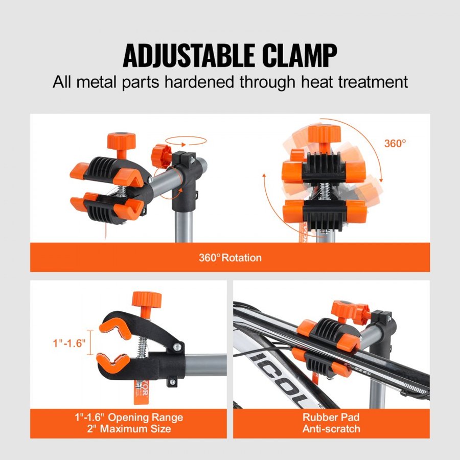 VEVOR Bike Repair Stand, 36 kg Heavy-duty Steel Bicycle Repair Stand, Adjustable Height Bike Maintenance Workstand with Magnetic Tool Tray Telescopic Arm, Foldable Bike Work Stand for Home, Shops