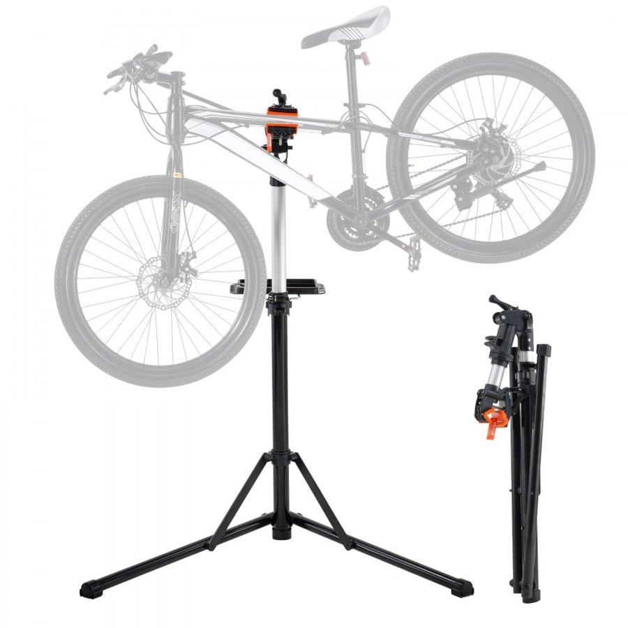 VEVOR Bike Repair Stand, 30 kg Heavy-duty Aluminum Bicycle Repair Stand, Adjustable Height Bike Maintenance Workstand with Magnetic Tool Tray Telescopic Arm, Foldable Bike Work Stand for Home, Shops