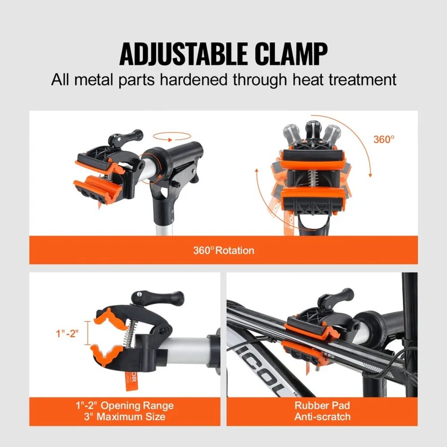 VEVOR Bike Repair Stand, 30 kg Heavy-duty Aluminum Bicycle Repair Stand, Adjustable Height Bike Maintenance Workstand with Magnetic Tool Tray Telescopic Arm, Foldable Bike Work Stand for Home, Shops