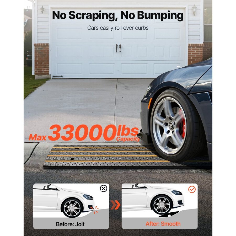 VEVOR Rubber Driveway Curb Ramp – 48.8x16.1x2.6", Anti-slip