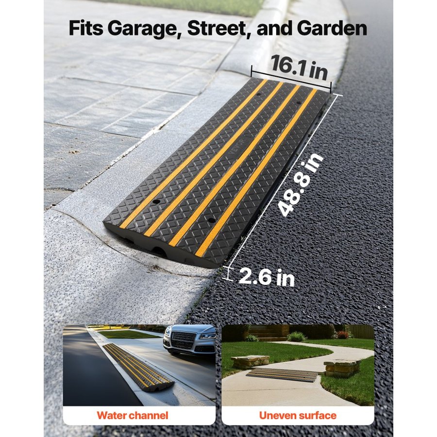 VEVOR Rubber Driveway Curb Ramp – 48.8x16.1x2.6", Anti-slip