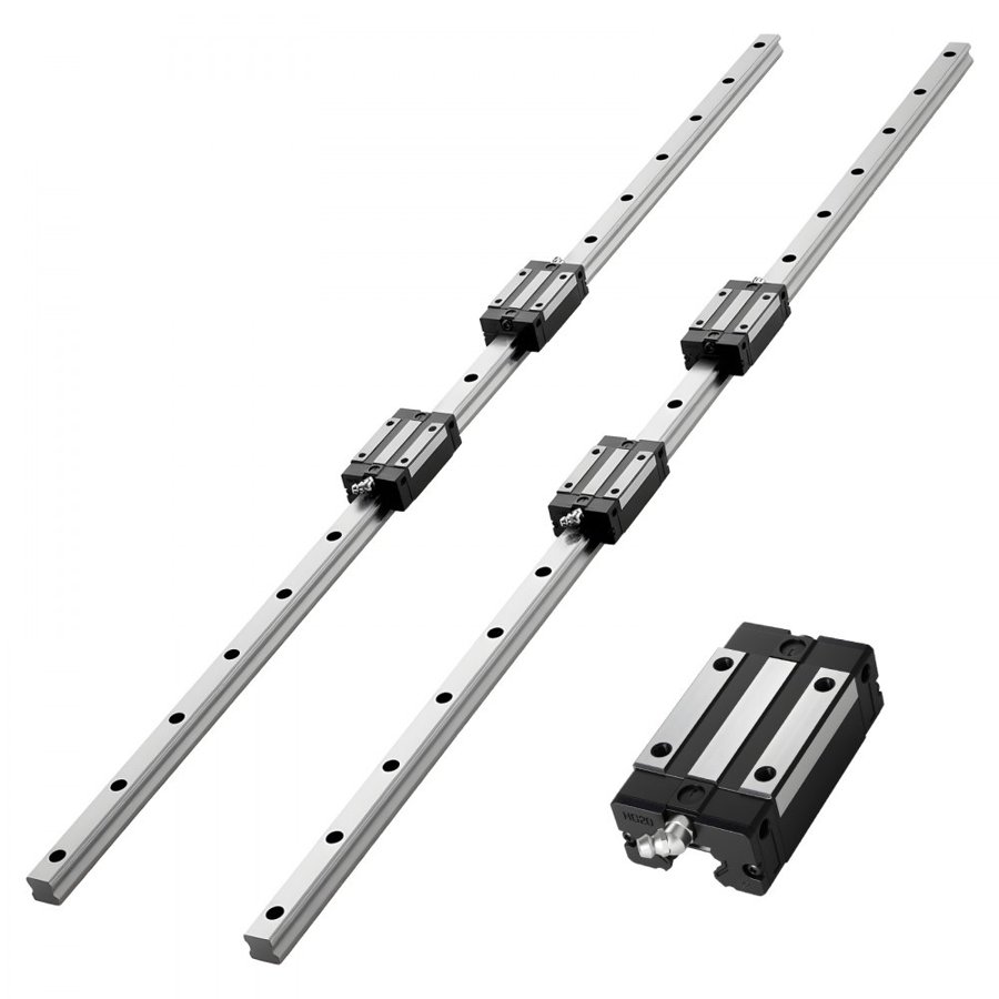VEVOR Linear Rail Guide Kit, HGR20, 2Pcs 1000 mm (39.4 inch) Linear Motion Rails and 4Pcs Bearing Slide Blocks, Anti Rust and High Precision Kit, for DIY, CNC Routers, Lathes, Mills, 3D Printers