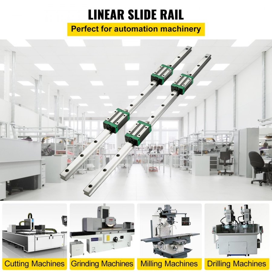 VEVOR 3PCS Linear Rail 2-167.6 cm(0.78-66 Inch), Linear Bearings and Rails with 4PCS HSR20 Bearing Block, Linear Motion Slide Rails plus for DIY CNC Routers Lathes Mills, Linear Slide Kit fit X Y Z Axis