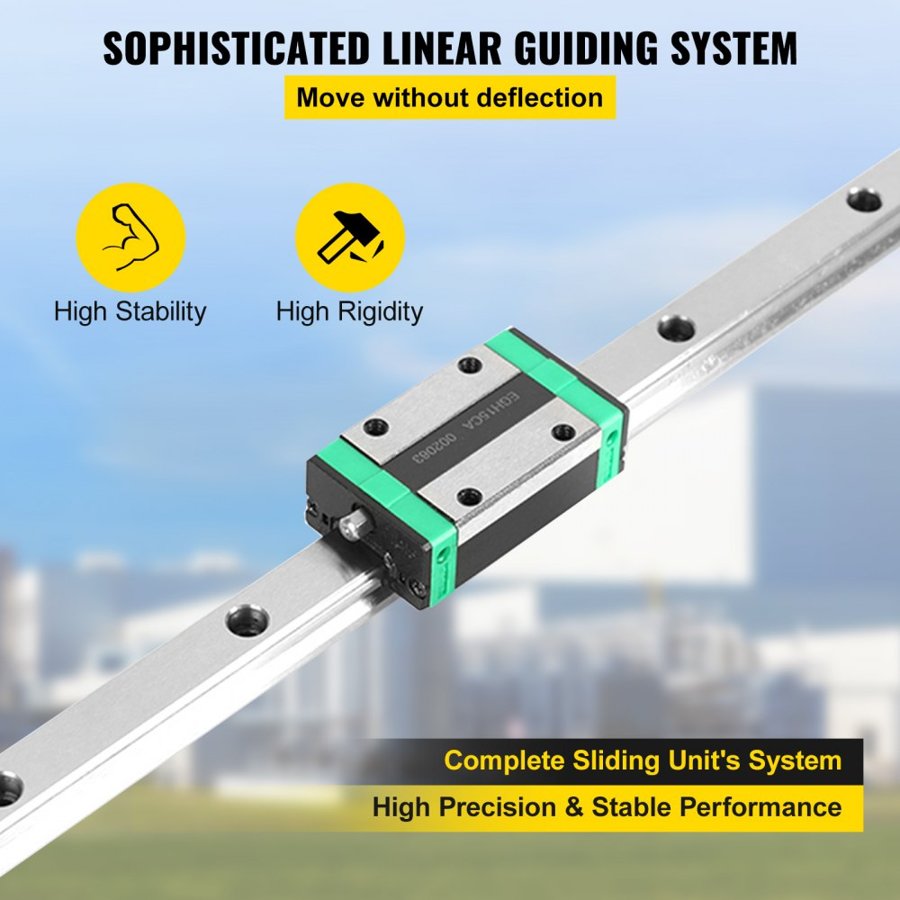 VEVOR 3PCS Linear Rail 2-167.6 cm(0.78-66 Inch), Linear Bearings and Rails with 4PCS HSR20 Bearing Block, Linear Motion Slide Rails plus for DIY CNC Routers Lathes Mills, Linear Slide Kit fit X Y Z Axis