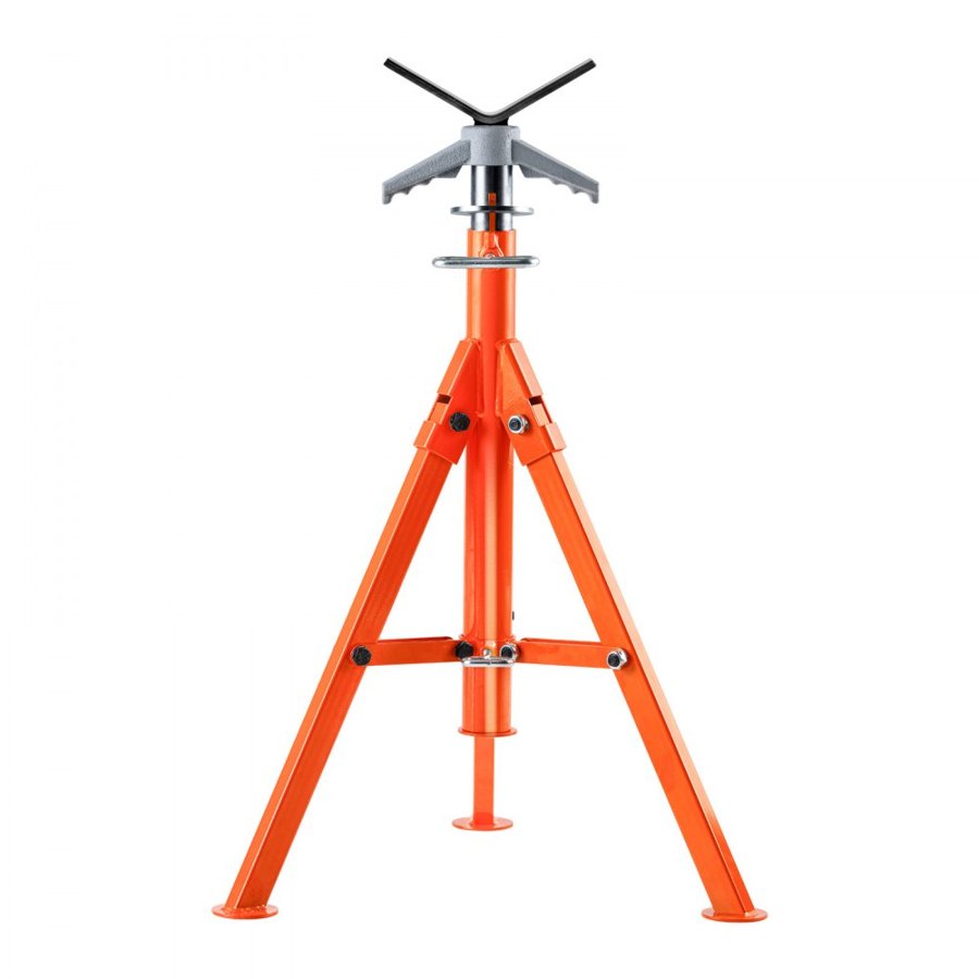 VEVOR Pipe Stand, 1133.9 kg Heavy Duty Pipe Stands, 69.1-132.1 cm Height Adjustable V Head Pipe Stand, 45# Steel Folding Stand for 1.3-30.5 cm Pipes