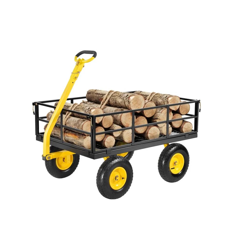 VEVOR Mesh Steel Garden Cart – 1200lbs, 13" Tires, 3-in-1