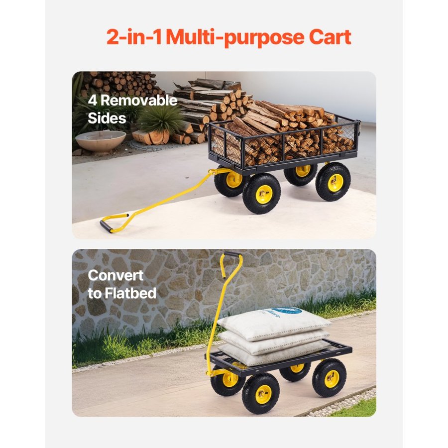 VEVOR Metal Garden Wagon – 500 Lbs, 10" All-Terrain Tires