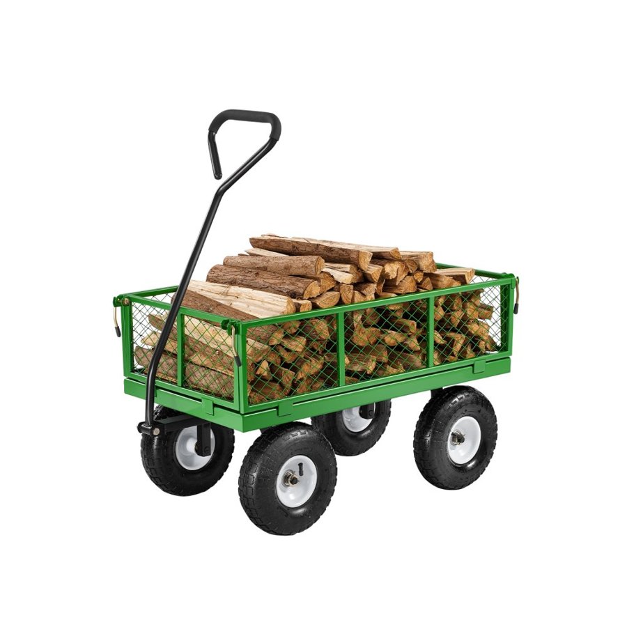 VEVOR Green Metal Garden Wagon – 680 Lbs, 10" Tires, 2-in-1