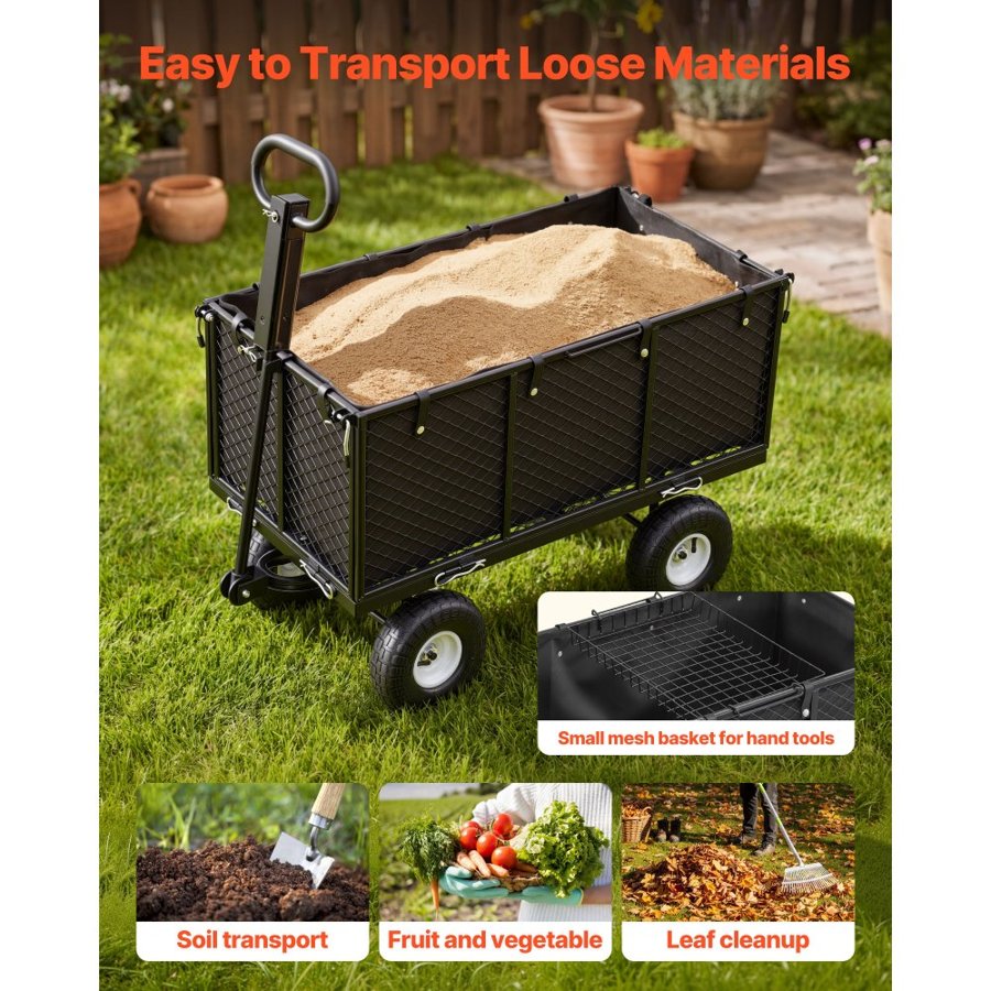 VEVOR Metal Mesh Garden Wagon – 1200 Lbs, 10" Tires, ATV