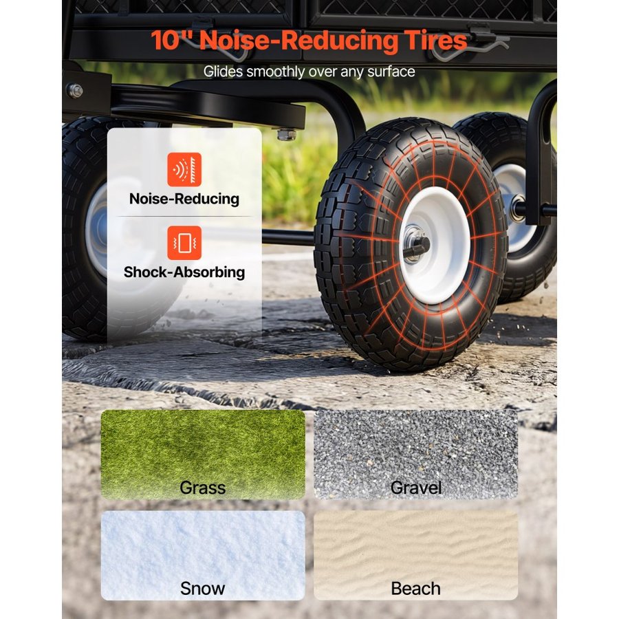 VEVOR Metal Mesh Garden Wagon – 1200 Lbs, 10" Tires, ATV