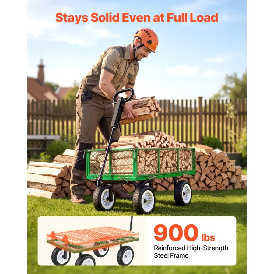 VEVOR Heavy Duty Garden Utility Wagon – 900 LBS, ATV Ready