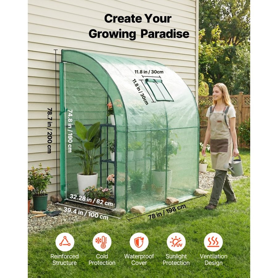 VEVOR Greenhouse with Window – Walk-in, 198x100x200cm