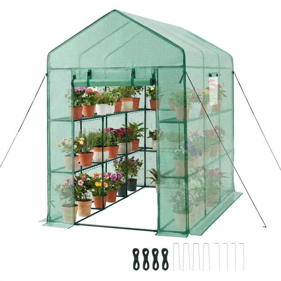 VEVOR Walk In Greenhouse with Shelves – 2-Tier, 14 Shelves
