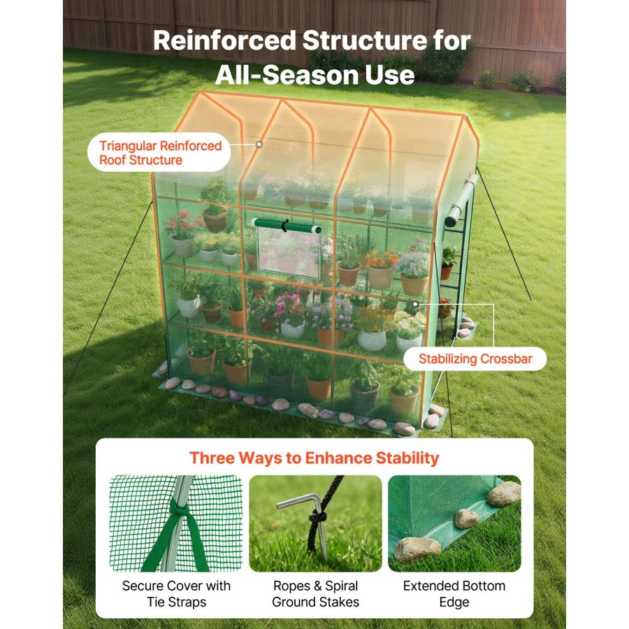 VEVOR Walk In Greenhouse with Shelves – 2-Tier, 14 Shelves