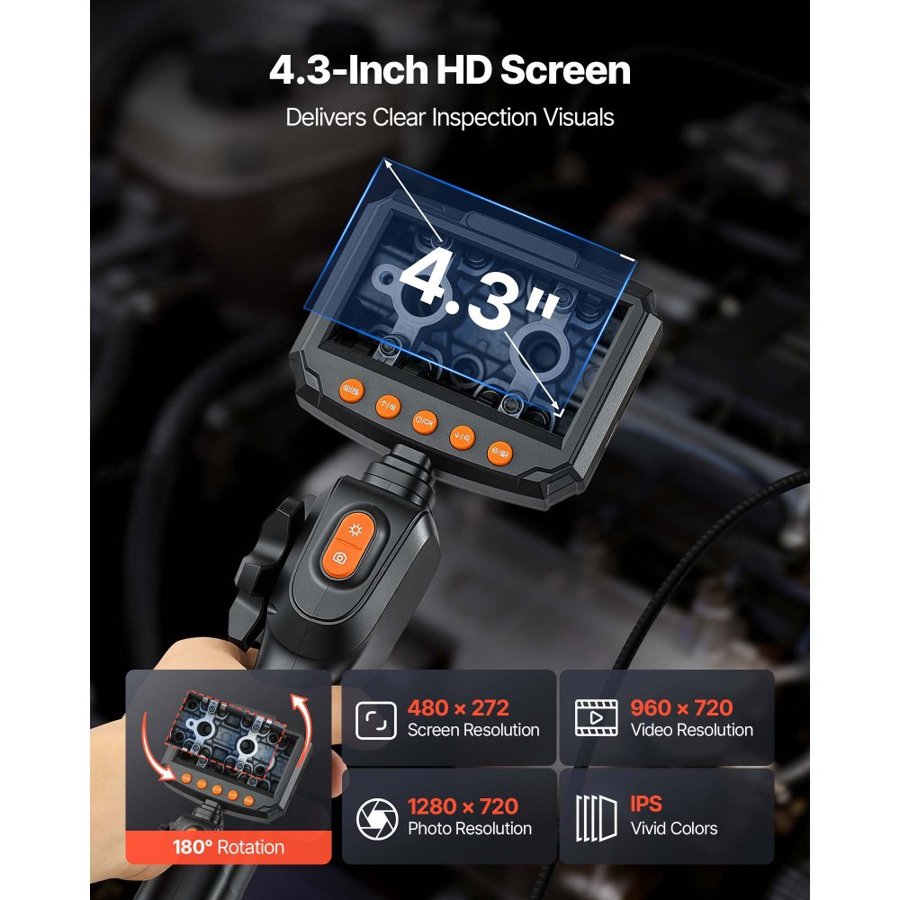 VEVOR Waterproof Articulating Borescope Camera – 8mm