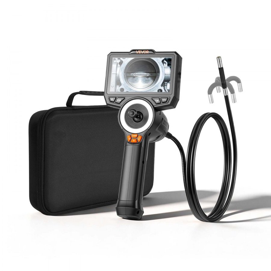 VEVOR Articulating Endoscope with Light, 4-Way 360° Articulated Borescope, 4.5" IPS Screen, 1920 x 1080 HD Lens, 8X Zoom, IP67 Waterproof Snake Camera for Automotive, Plumbing (1.5m Snake Cable)