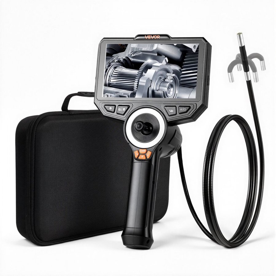 VEVOR Articulating Endoscope with Light, 4-Way 360° Articulated Borescope Camera, 6.2mm Slim Lens 1920 x 1080, 6" HD IPS Screen, 7000mAh Battery, IP67 Waterproof for Automotive & Mechanical Inspection