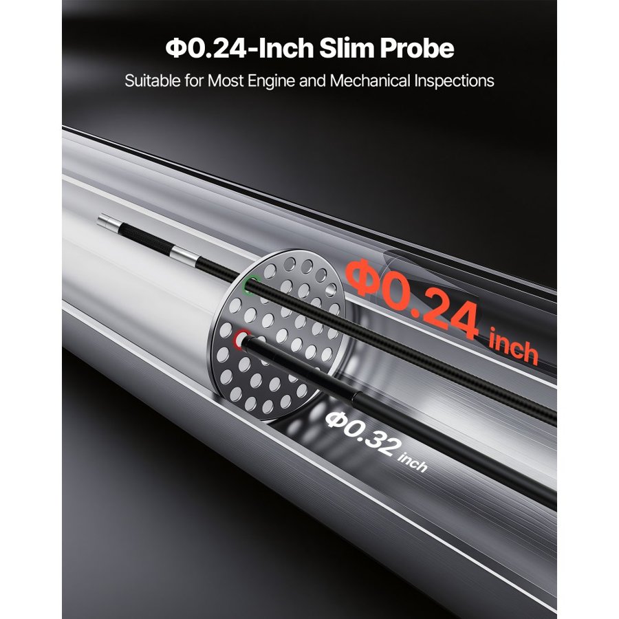 VEVOR Articulating Endoscope with Light, 4-Way 360° Articulated Borescope Camera, 6.2mm Slim Lens 1920 x 1080, 6" HD IPS Screen, 7000mAh Battery, IP67 Waterproof for Automotive & Mechanical Inspection