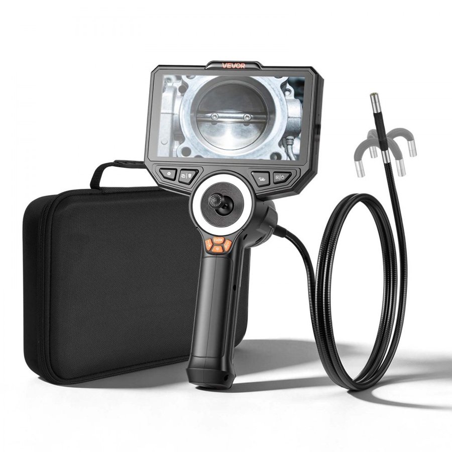 VEVOR Articulating Endoscope with Light, 4-Way 360° Articulated Borescope Camera, 6" HD IPS Screen, 1920 x 1080 Lens, 8X Zoom, 7000mAh Battery, IP67 Waterproof for Auto, Plumbing (1.5m Snake Cable)